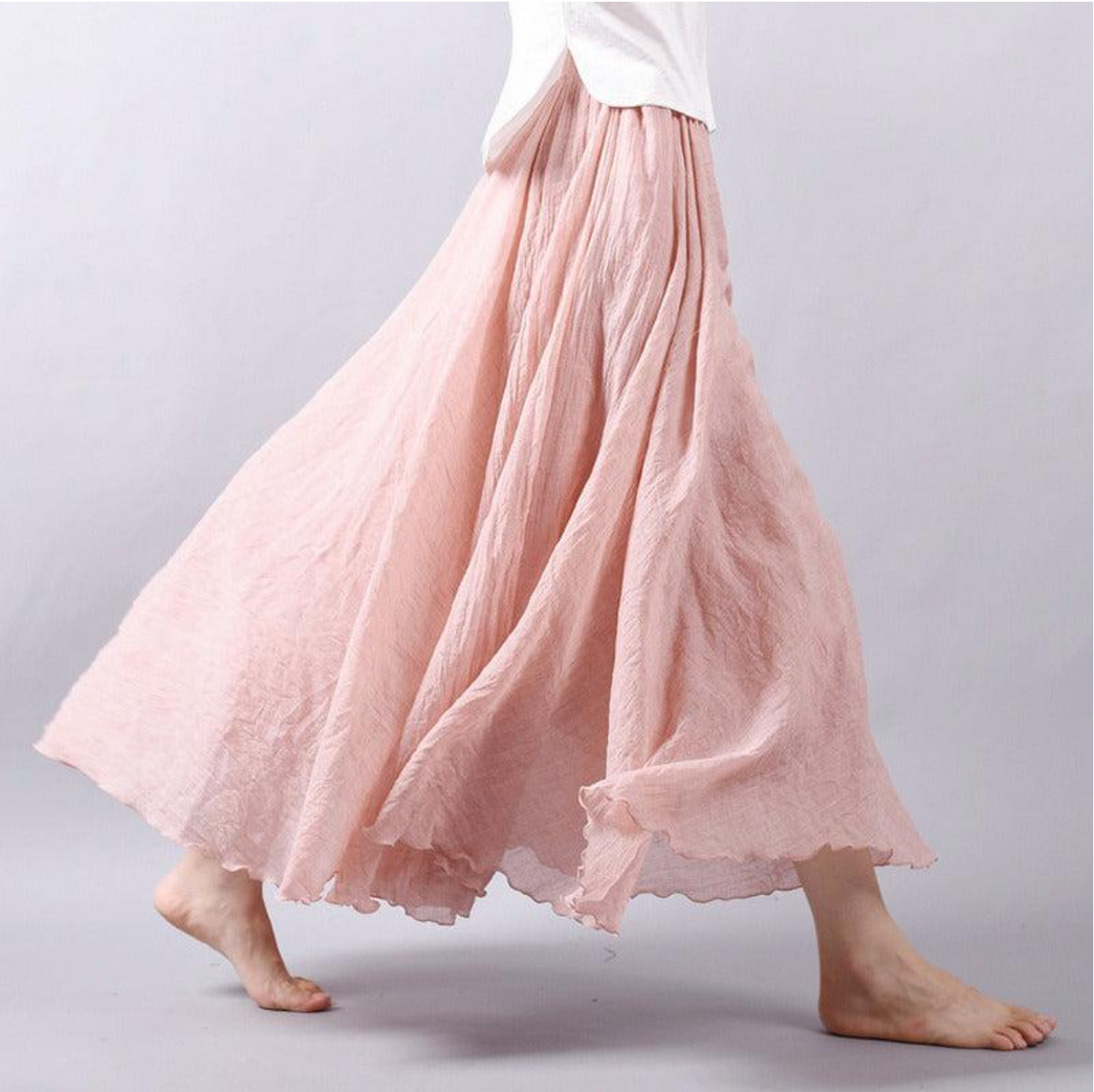 Gonna Maxi Donna Fluida a Linea A con Vita Elasticizzata