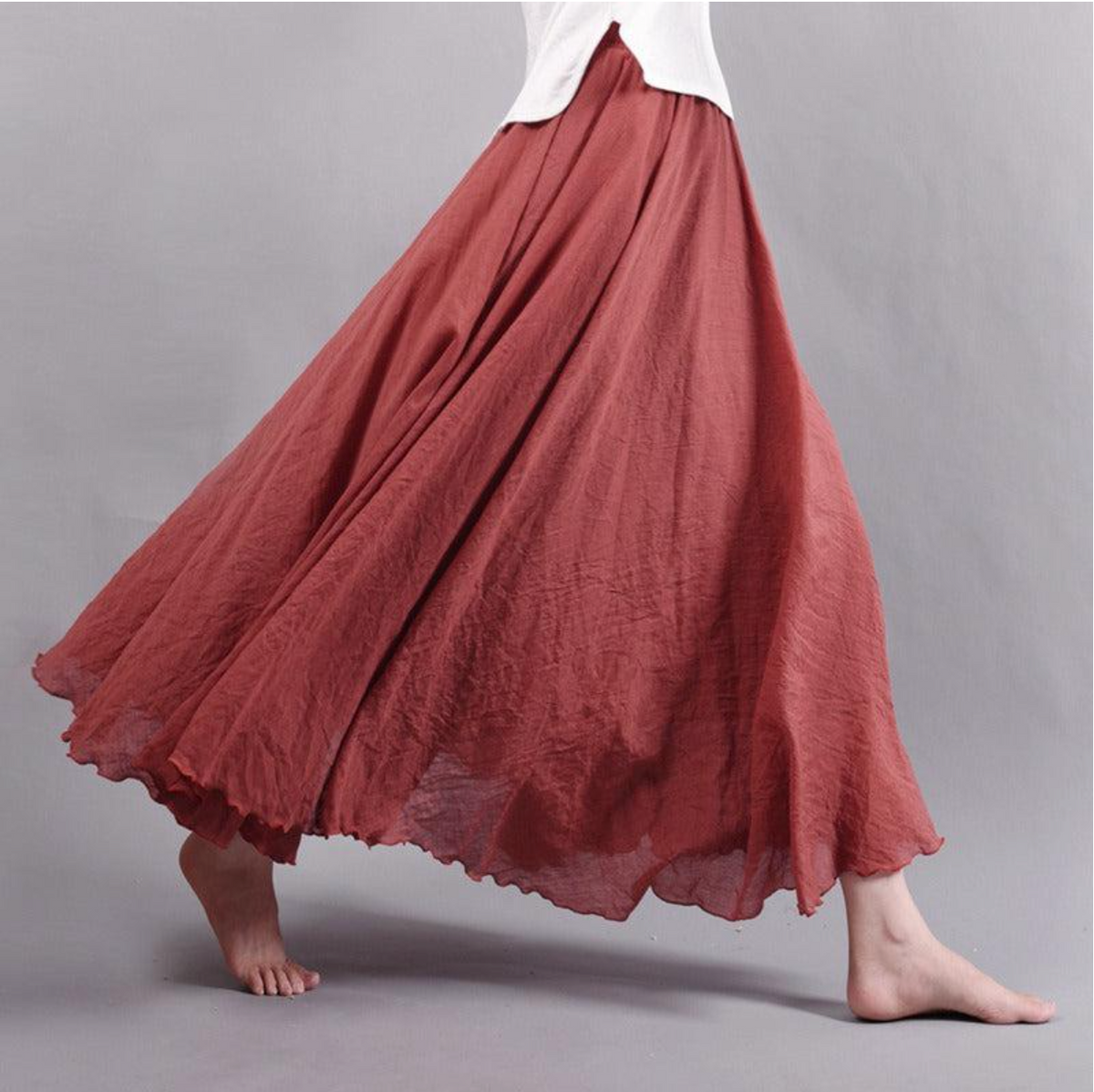 Gonna Maxi Donna Fluida a Linea A con Vita Elasticizzata