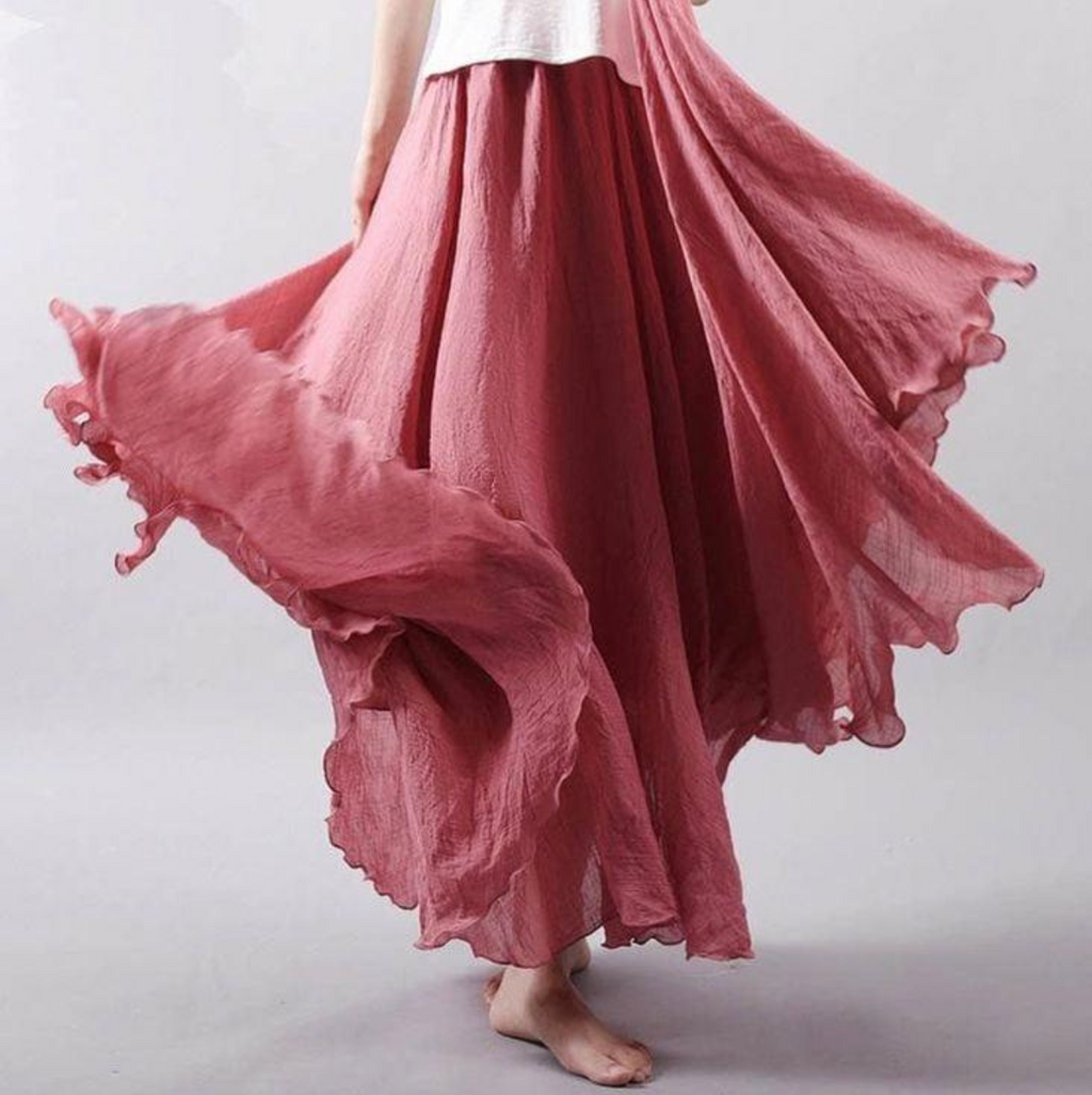 Gonna Maxi Donna Fluida a Linea A con Vita Elasticizzata