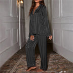 Completo Lounge Donna in Raso con Camicia e Pantaloni