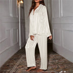 Completo Lounge Donna in Raso con Camicia e Pantaloni