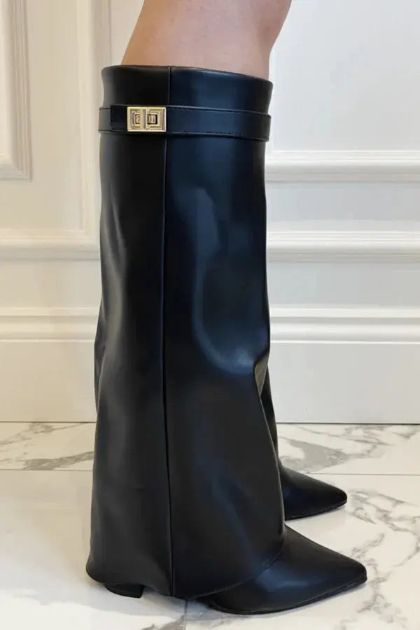 Stivali Alti Donna in Pelle o Camoscio con Tacco Elegante