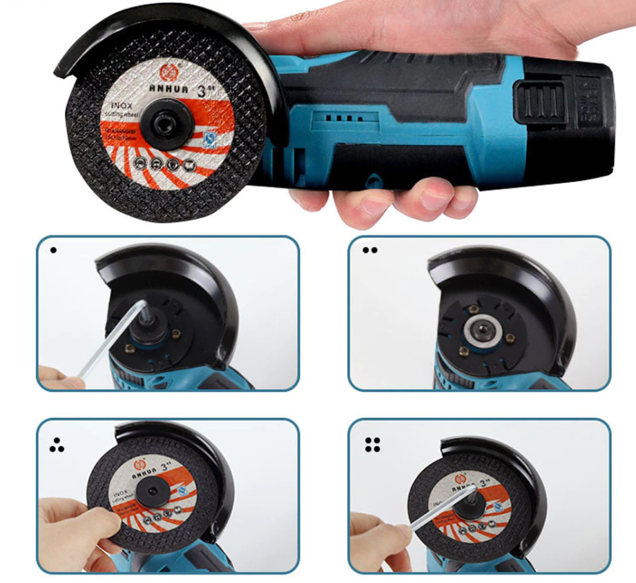Effektiv Trådløs Vinkelsliber – 800W Håndholdt Sliber med 19500 RPM & Ekstra Skiver | Kompakt Multiværktøj til DIY Skæring og Slibning