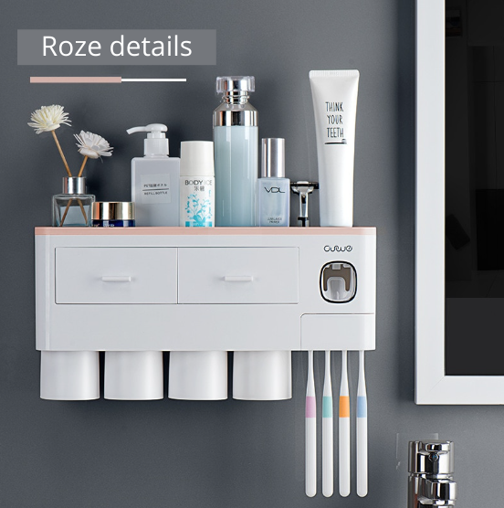 Attrezzatura Intelligente per il Bagno | Include dispenser per dentifricio, porta spazzolini e cassetti per la conservazione