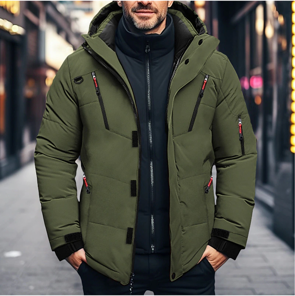 Parka invernale impermeabile da uomo con cappuccio – Veste matelassée chaude avec plusieurs poches
