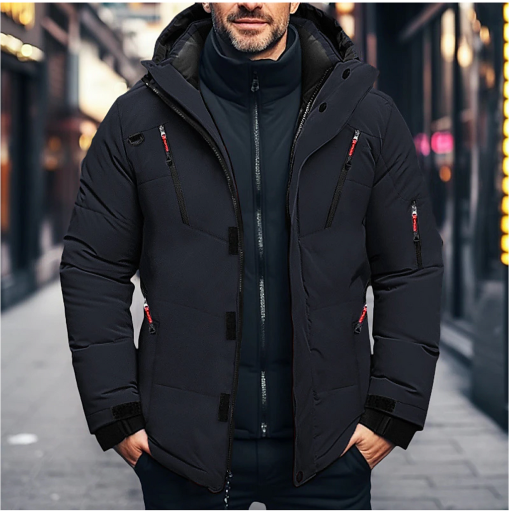 Parka invernale impermeabile da uomo con cappuccio – Veste matelassée chaude avec plusieurs poches