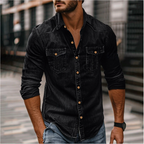 Miesten denim-paita rintataskuilla