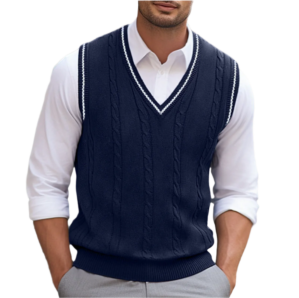 Gilet Uomo Leggero in Maglia con Scollo a V