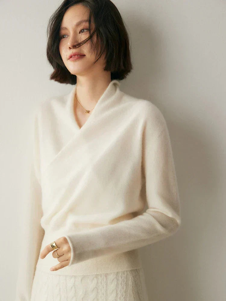 Pull femme croisé sur le devant – Élégant, ajusté et à manches longues