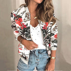Bomber Donna Leggero con Stampa Floreale e Zip