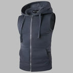Gilet Uomo con Cappuccio e Zip – Felpa Smanicata Leggera e Casual