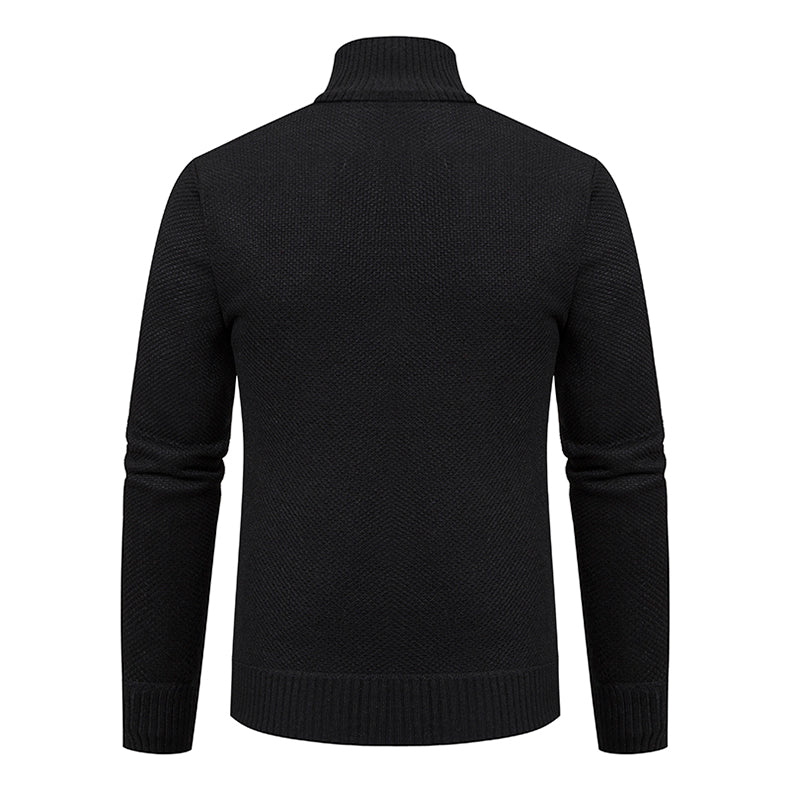 Cardigan Uomo Testurizzato con Zip Integrale e Collo Alto