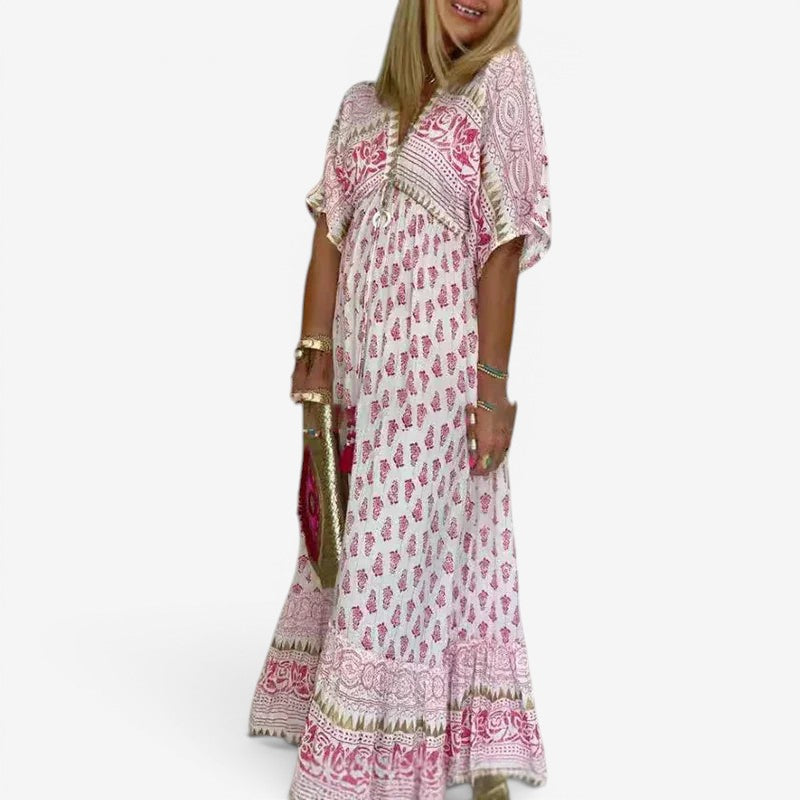 Abito Lungo da Donna ANFINITE con Scollo a V e Nappine