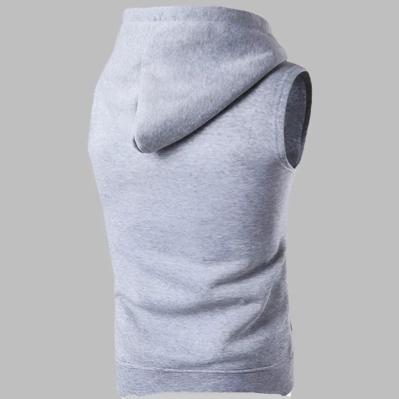 Gilet Uomo con Cappuccio e Zip – Felpa Smanicata Leggera e Casual
