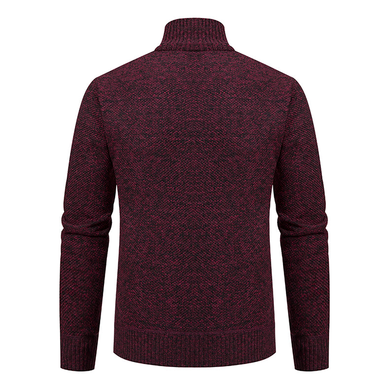 Cardigan Uomo Testurizzato con Zip Integrale e Collo Alto