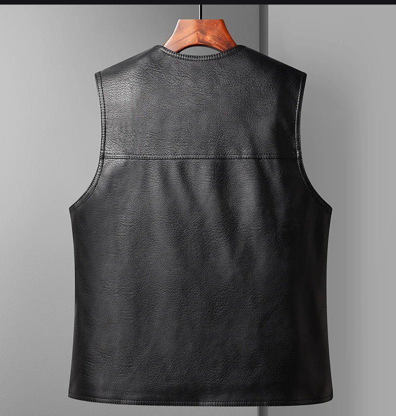 Chaleco de hombre de invierno de cuero con forro de forro polar – Calidez y estilo clásico