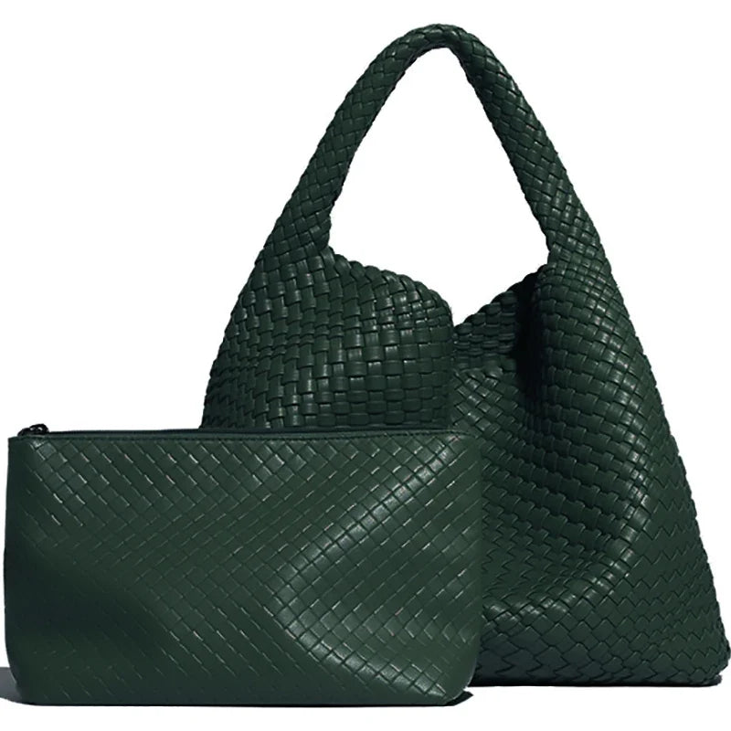 Bolso de mujer trenzado de ecopiel con neceser