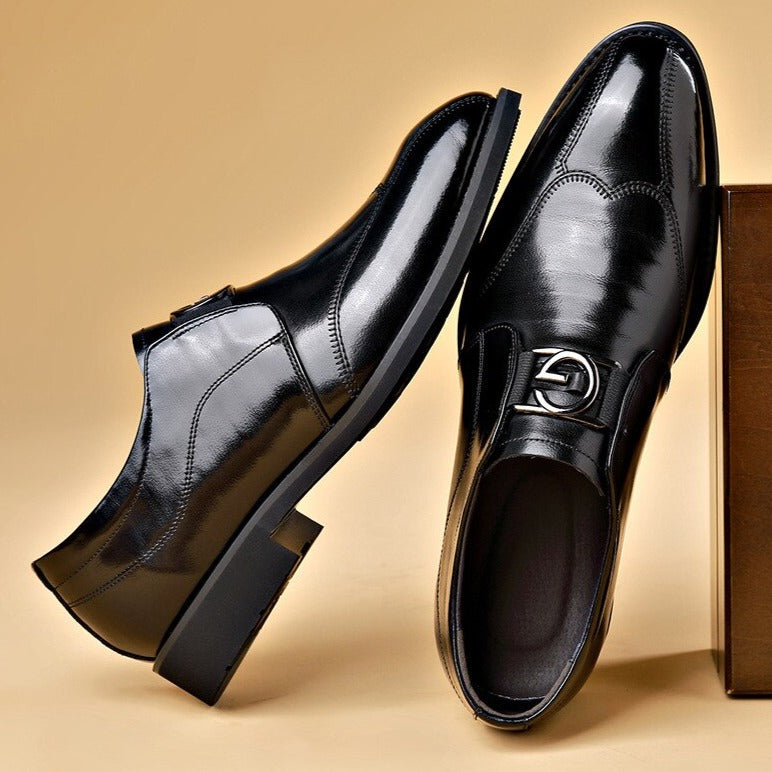 Zapatos elegantes de piel para hombre con hebilla Monk Strap - Estilo refinado para la oficina y ceremonias