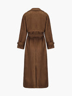 Trench maxi pour femme en imitation daim avec ceinture