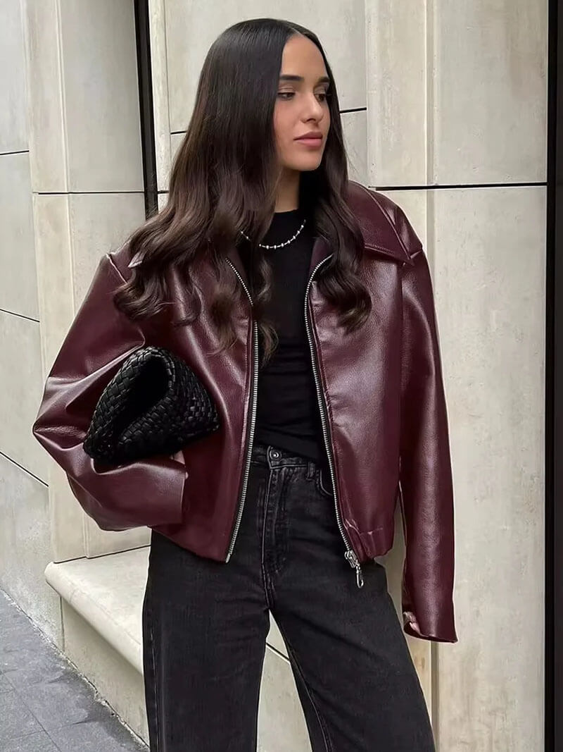Giacca Biker Donna Oversize in Ecopelle