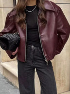 Giacca Biker Donna Oversize in Ecopelle