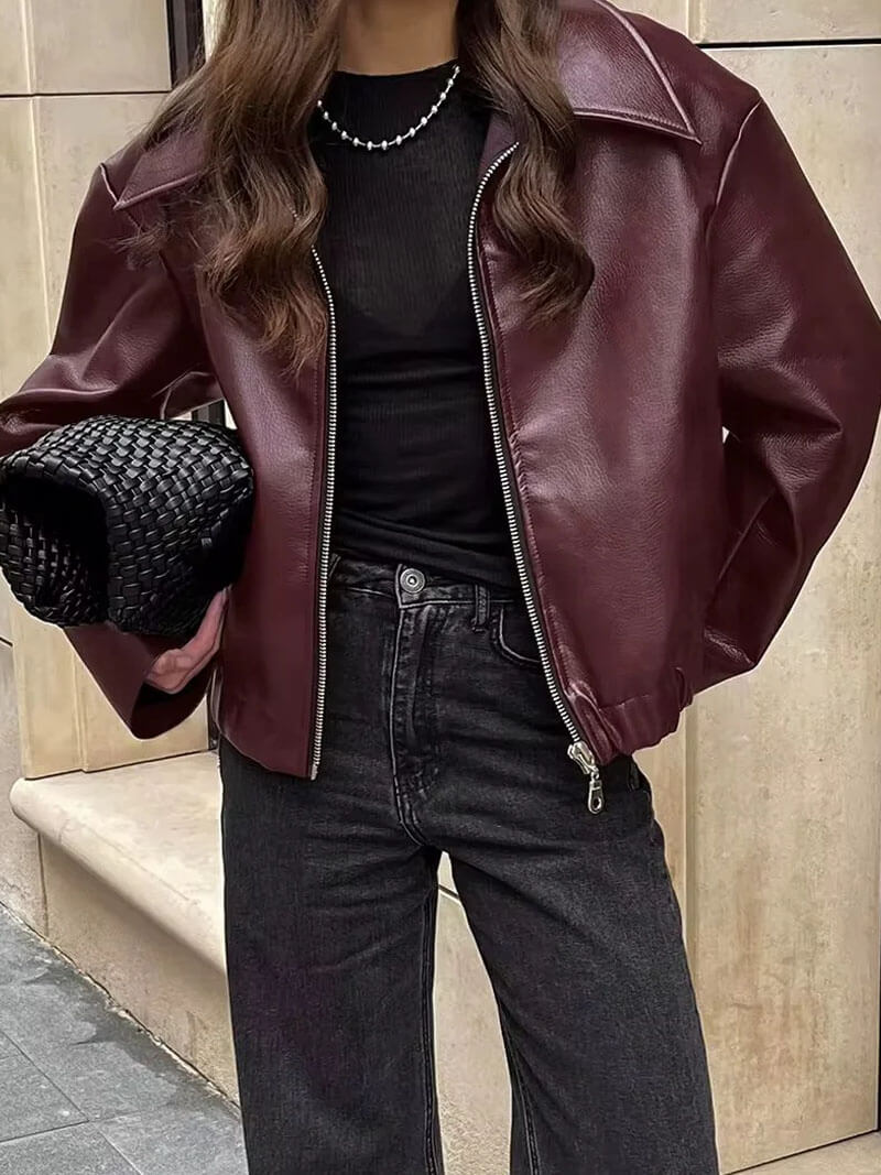 Giacca Biker Donna Oversize in Ecopelle