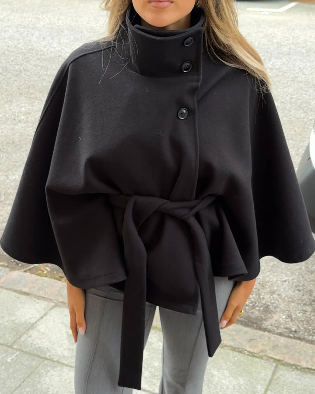 Mantella Donna con Collo Alto e Cintura