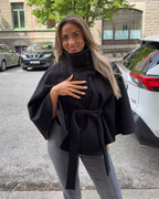 Mantella Donna con Collo Alto e Cintura