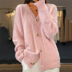 Cardigan pour femme torsadé à boutons - Doux et élégant avec col en V