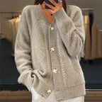 Cardigan pour femme torsadé à boutons - Doux et élégant avec col en V