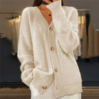 Cardigan pour femme torsadé à boutons - Doux et élégant avec col en V
