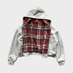 Giacca Reversibile Uomo Oversize con Cappuccio – Doppio Stile con Zip e Fantasia a Quadri