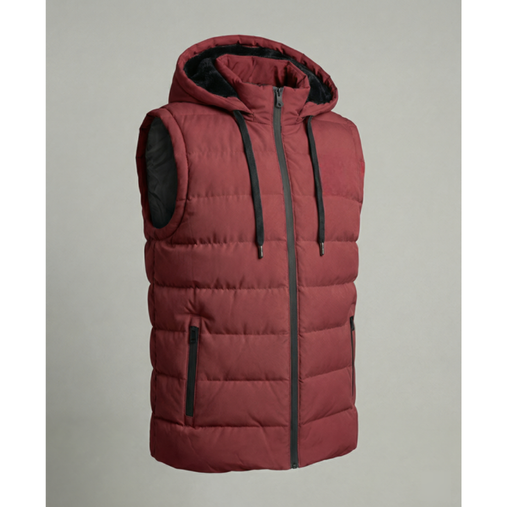 Gilet Uomo Imbottito con Cappuccio e Fodera in Pile – Calore e Comfort Invernale