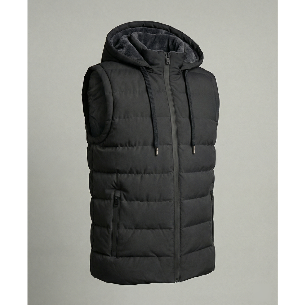 Gilet Uomo Imbottito con Cappuccio e Fodera in Pile – Calore e Comfort Invernale