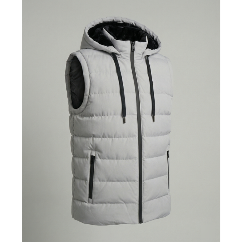 Gilet Uomo Imbottito con Cappuccio e Fodera in Pile – Calore e Comfort Invernale