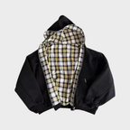 Giacca Reversibile Uomo Oversize con Cappuccio – Doppio Stile con Zip e Fantasia a Quadri