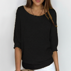 Suéter oversize de mujer de punto suave – escote amplio y mangas murciélago