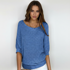 Suéter oversize de mujer de punto suave – escote amplio y mangas murciélago