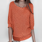 Suéter oversize de mujer de punto suave – escote amplio y mangas murciélago