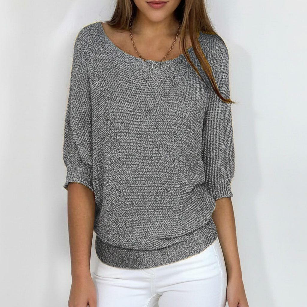 Pull femme oversize en maille douce - Encolure large et manches chauve-souris