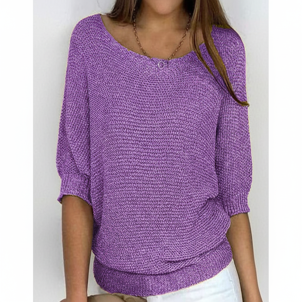 Suéter oversize de mujer de punto suave – escote amplio y mangas murciélago