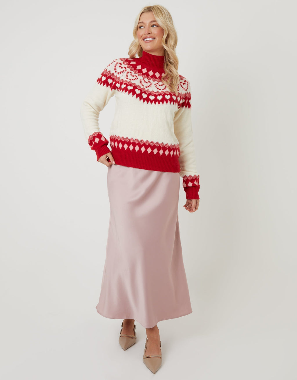 ANFINITE – Maglione di Natale per Donne – Con Motivo a Cuori – Per Donne
