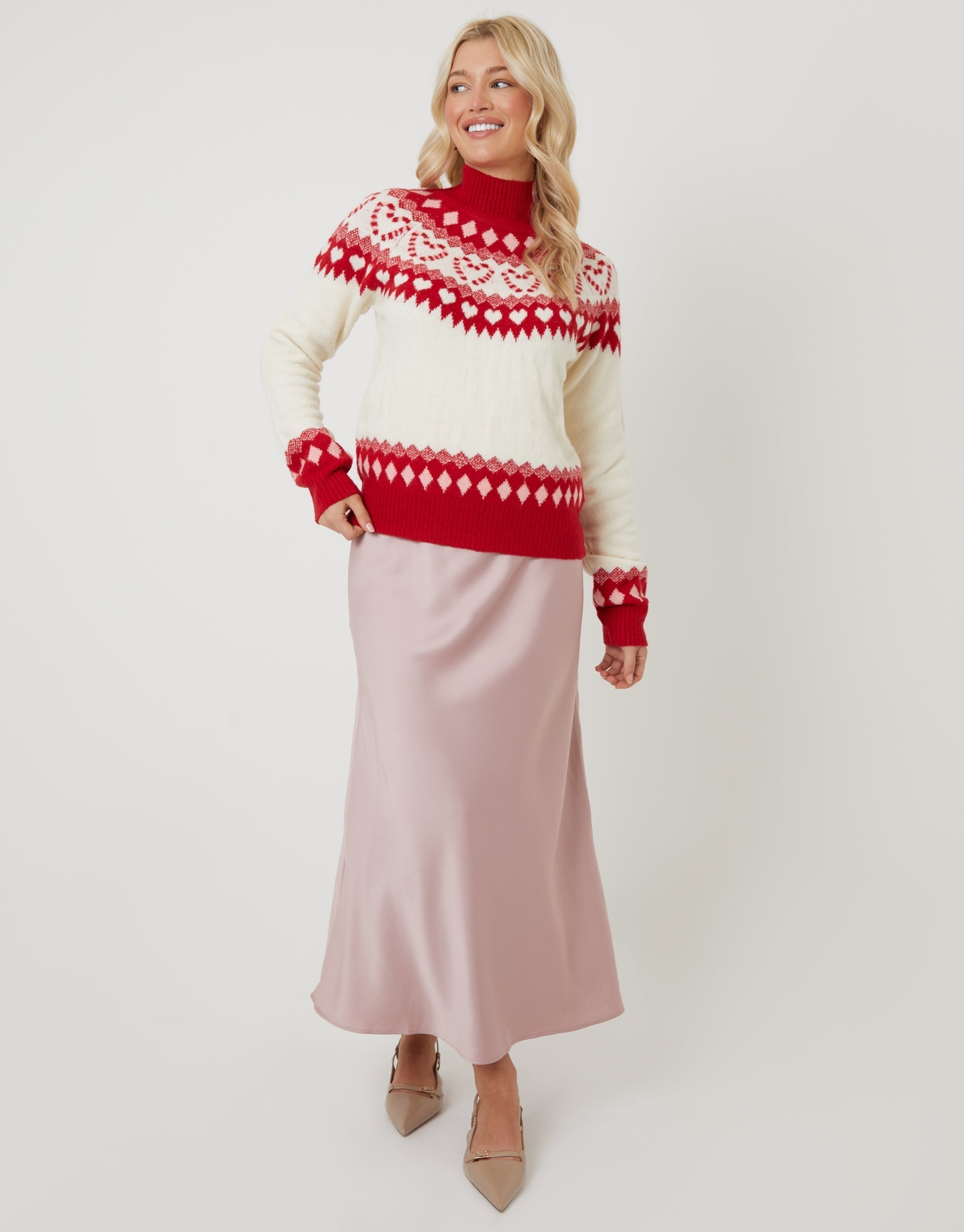 ANFINITE – Maglione di Natale per Donne – Con Motivo a Cuori – Per Donne