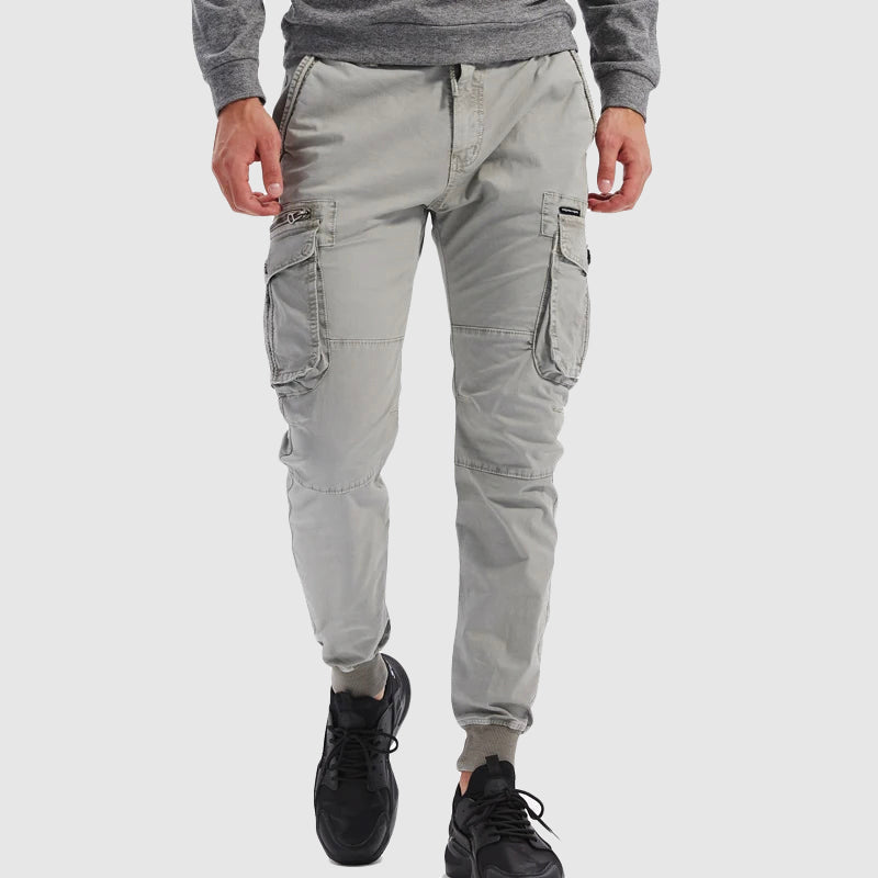 Pantalones cargo jogger para hombre con múltiples bolsillos y cintura elástica