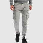 Pantalones cargo jogger para hombre con múltiples bolsillos y cintura elástica