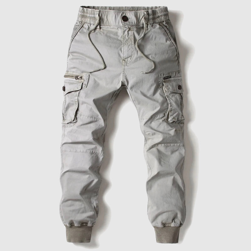 Pantalones cargo jogger para hombre con múltiples bolsillos y cintura elástica