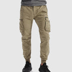 Pantalones cargo jogger para hombre con múltiples bolsillos y cintura elástica