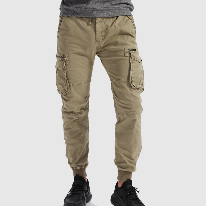 Pantalones cargo jogger para hombre con múltiples bolsillos y cintura elástica