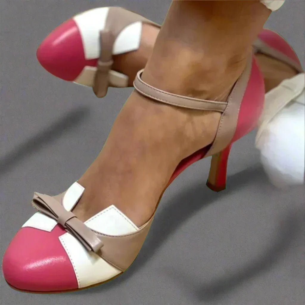 Zapatos de salón de mujer con lazo y tacón medio