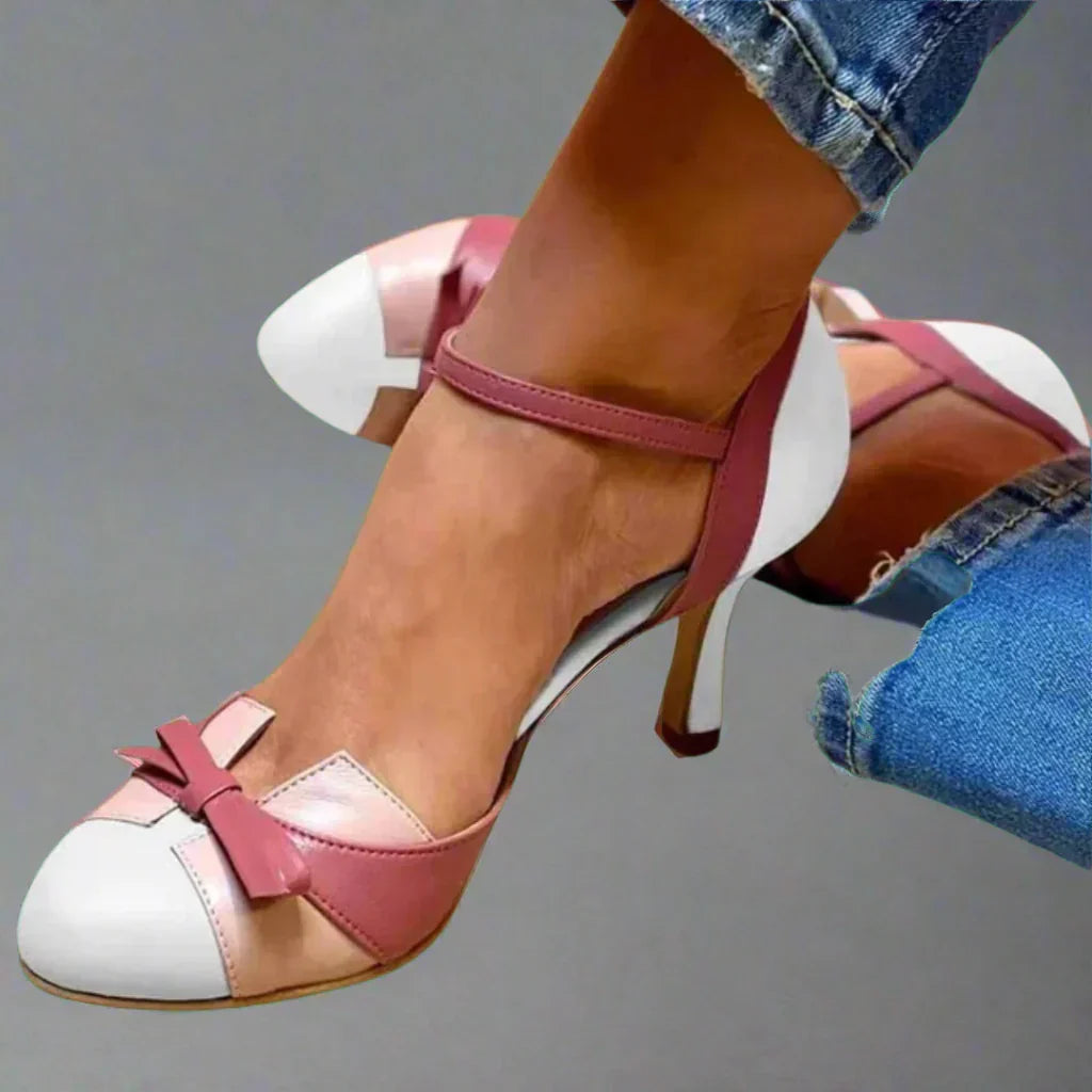 Zapatos de salón de mujer con lazo y tacón medio